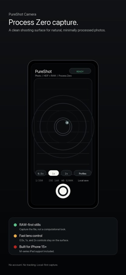 PureShot camera controls on iPhone