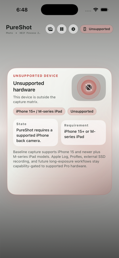 PureShot iPhone camera controls for natural capture